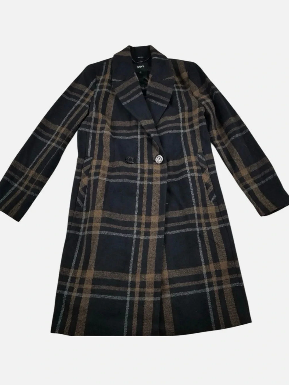 DKNY Navy and Brown Plaid Stylish Comfort for Cooler Weather - Picture 4 of 7